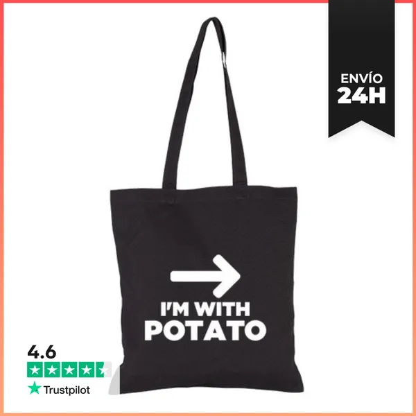 Bolsa De Tela Estoy Con Una Papa Con Una Flecha Apuntando
