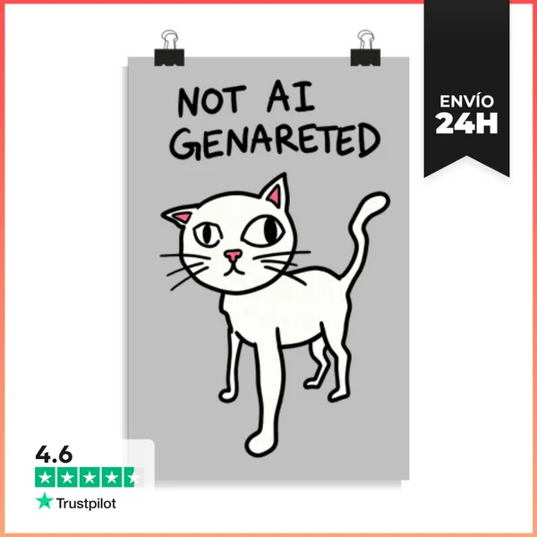 Póster Vertical No Generado Por IA Artista De Gatos Divertidos