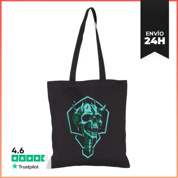 Bolsa De Tela Craneo Con Cuernos Azul LaTostadora