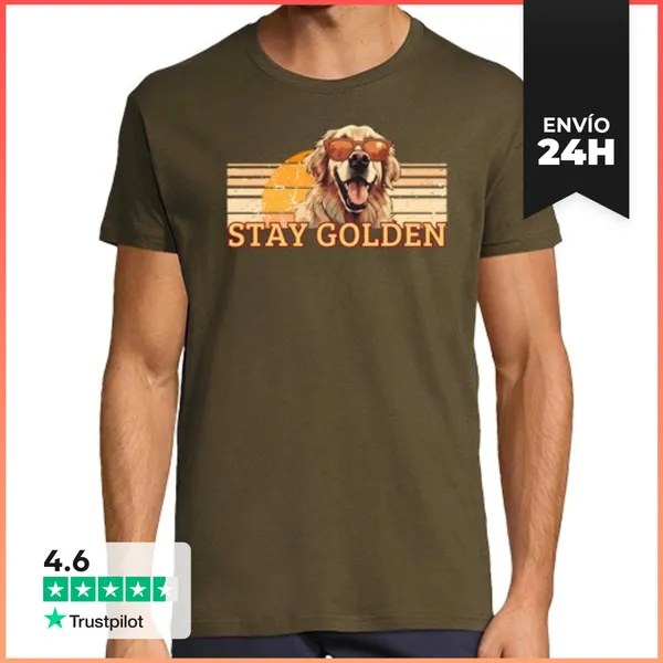 Camiseta Hombre Clásica Stay Golden Retriver Vintage LaTostadora