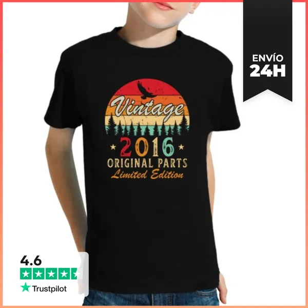 Camiseta Clásica Para Niños 10 Años 2016 Vintage Regalo