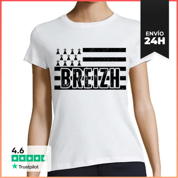 Camiseta Mujer Clásica Bandera Bretona Regalo De Bretaña Vintage