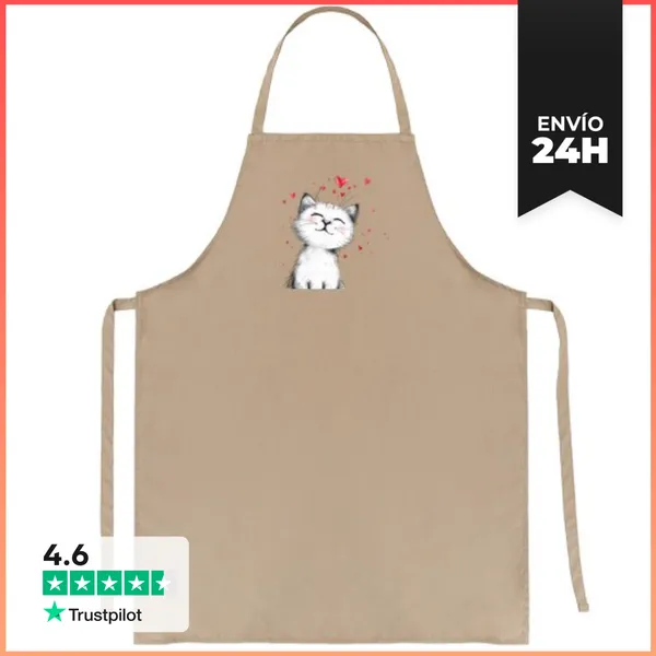 Delantal Lindo Gatito Con Corazones Kawaii Cocina Mejor Receta