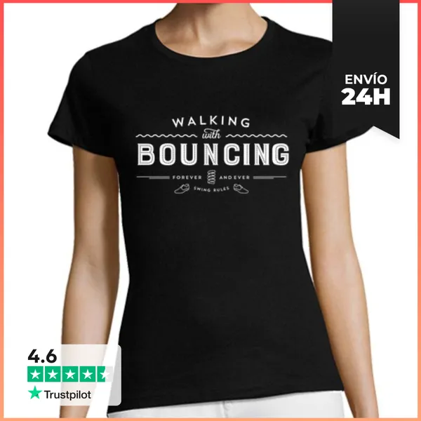 Camiseta Mujer Clásica Walking With Bouncing Forever - White