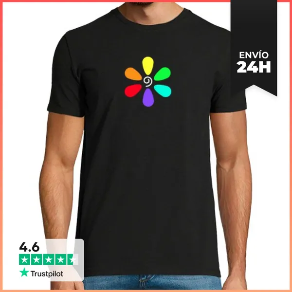 Camiseta Hombre Clásica FLOR ARCO IRIS LaTostadora