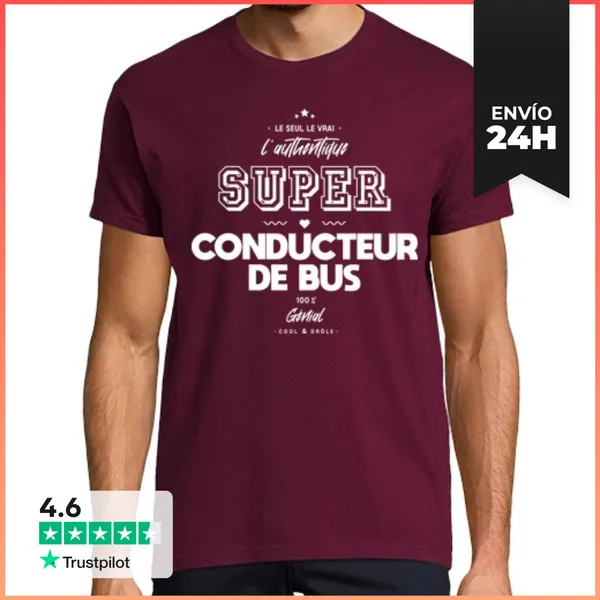 Camiseta Hombre Clásica L Auténtico Conductor De Súper Autobús