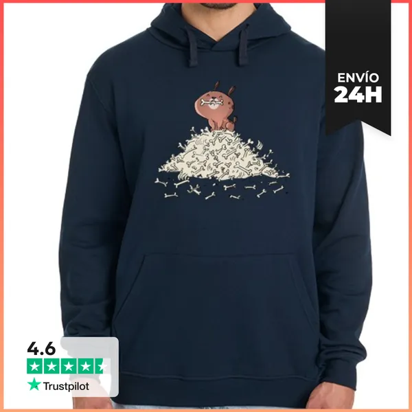 Sudadera Unisex Con Capucha Perro Con Muchos Huesos LaTostadora