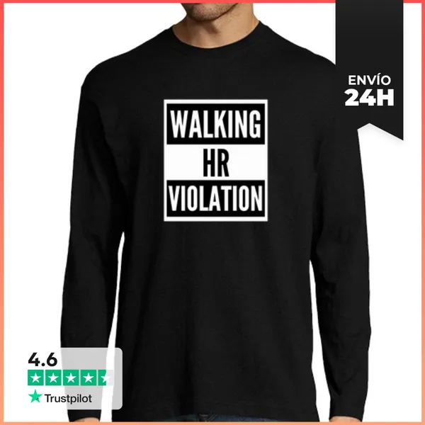 Camiseta Hombre Manga Larga Violación De La Hora De Caminar