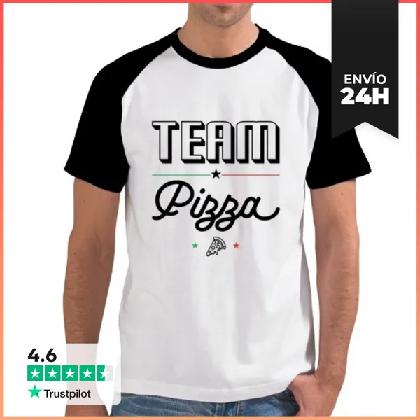 Camiseta Hombre, Estilo Béisbol Pizza En Equipo Para Comedores De