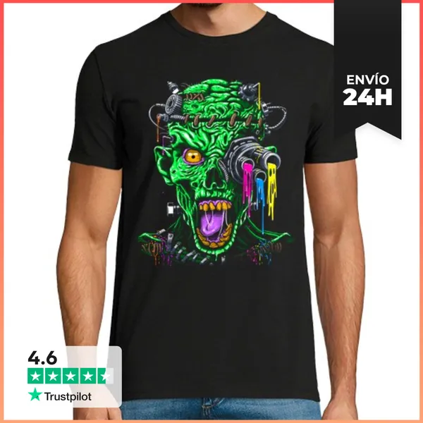 Camiseta Hombre Clásica Zombi Futurista LaTostadora