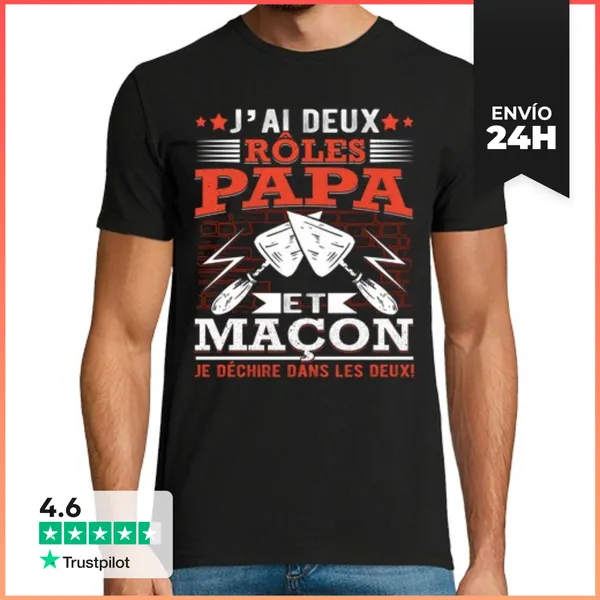 Camiseta Hombre Clásica Papa Macon Padre Construcción De Mampos