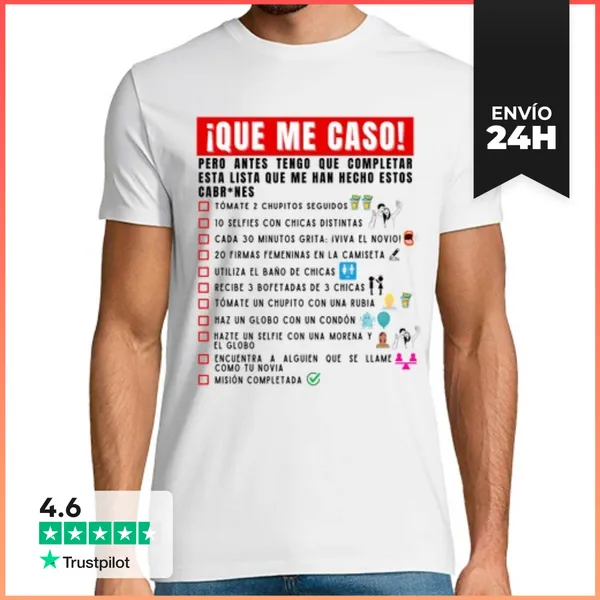 Camiseta Hombre Clásica Despedida De Soltero Lista Petición Boda