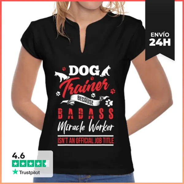 Camiseta Mujer Cuello Mao Humor De Entrenador De Perros Divertido