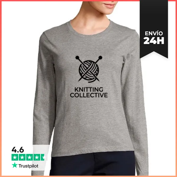Camiseta Mujer Manga Larga Pelota De Lana Colectivo De Tejido