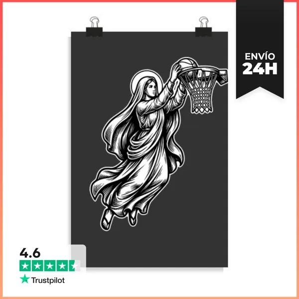 Póster Vertical Mary Volcada De Baloncesto - Sátira De Madre