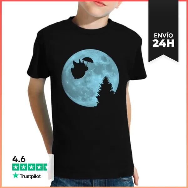 Camiseta Clásica Para Niños Totoro Volando Bajo La Luna