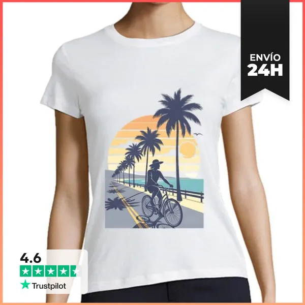 Camiseta Mujer Clásica Verano Bicicleta LaTostadora