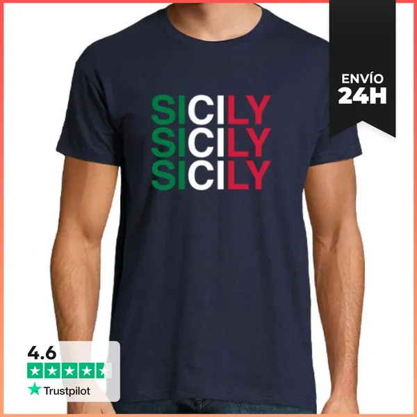 Camiseta Hombre Clásica Bandera Italiana De Sicilia LaTostadora