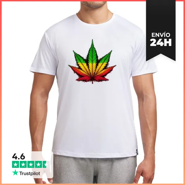 Camiseta Deportiva Hombre Marijuana Tricolor LaTostadora