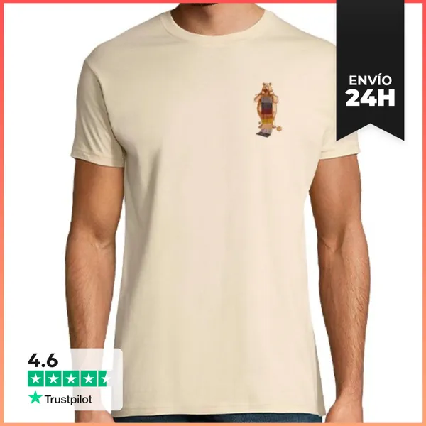 Camiseta Hombre Clásica Camiseta Básica Doble Impresión. Oso