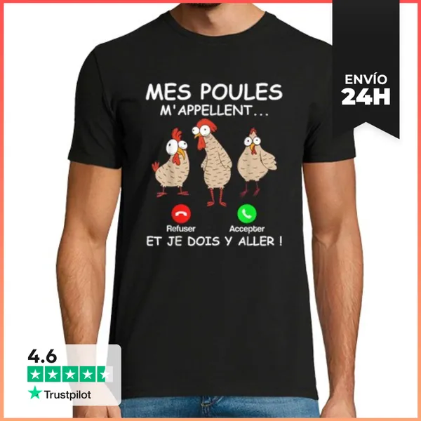 Camiseta Hombre Clásica Mis Gallinas Me Llaman Jardín De Granje
