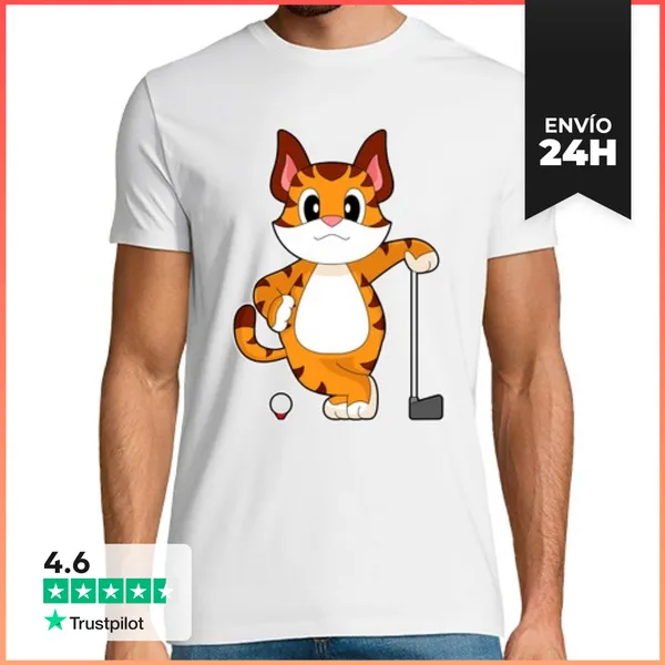 Camiseta Hombre Clásica Raqueta De Golf Tiger Golf LaTostadora