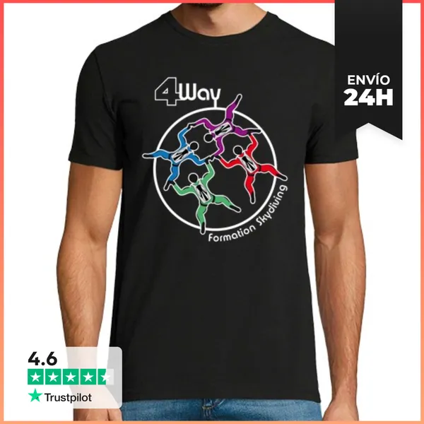 Camiseta Hombre Clásica Camiseta 4-Way Formation Skydiver Mod.1