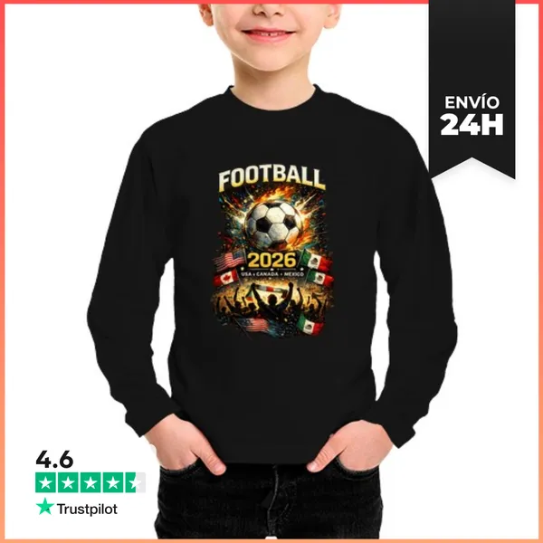 Camiseta Manga Larga Para Niños Fútbol 2026 EE UU Canadá México