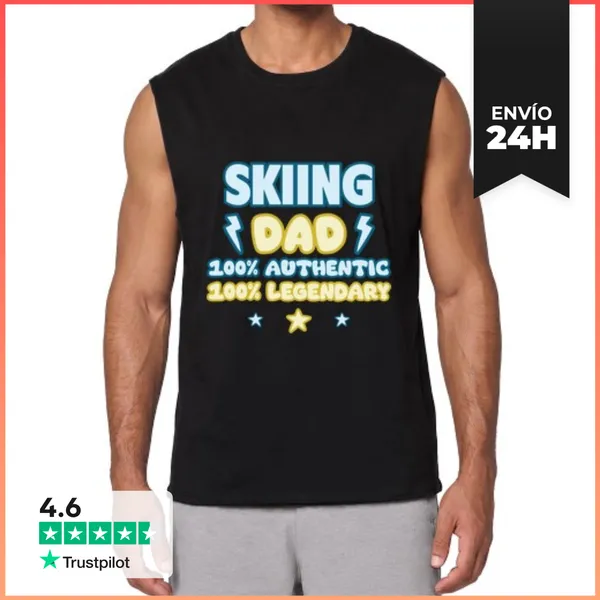Camiseta Sin Mangas Papá Esquiador Esquí Día Del Padre