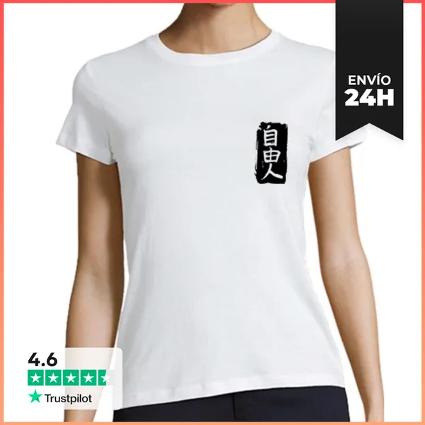 Camiseta Mujer Clásica Efecto Manga Camiseta Espíritu Libre Foto