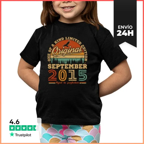 Camiseta Clásica Para Niños Septiembre 2015 Vintage Cumpleaños