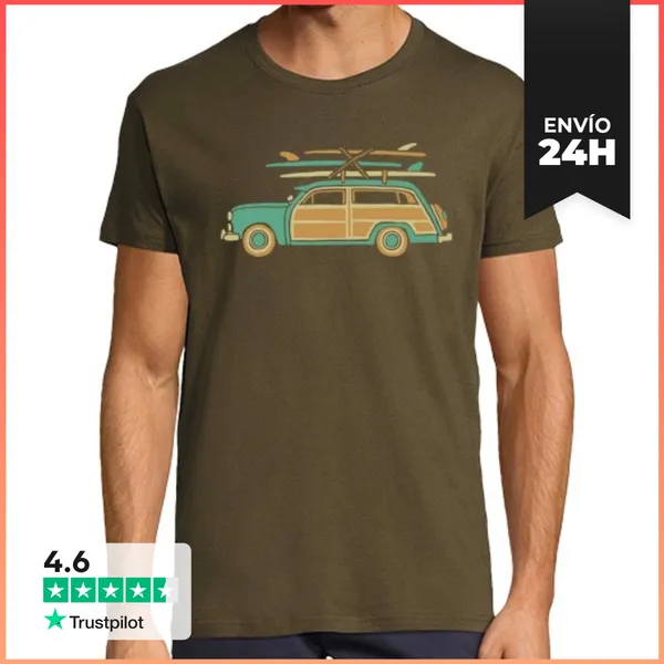 Camiseta Hombre Clásica Coche De Surf LaTostadora