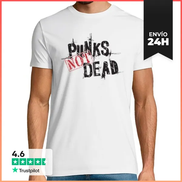 Camiseta Hombre Clásica Punks Not Dead (sobre Claro) LaTostadora