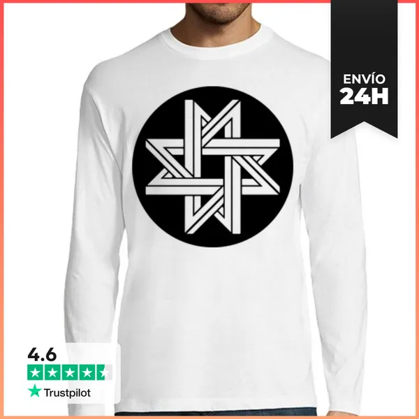 Camiseta Hombre Manga Larga Estrella De Geometría Imposible