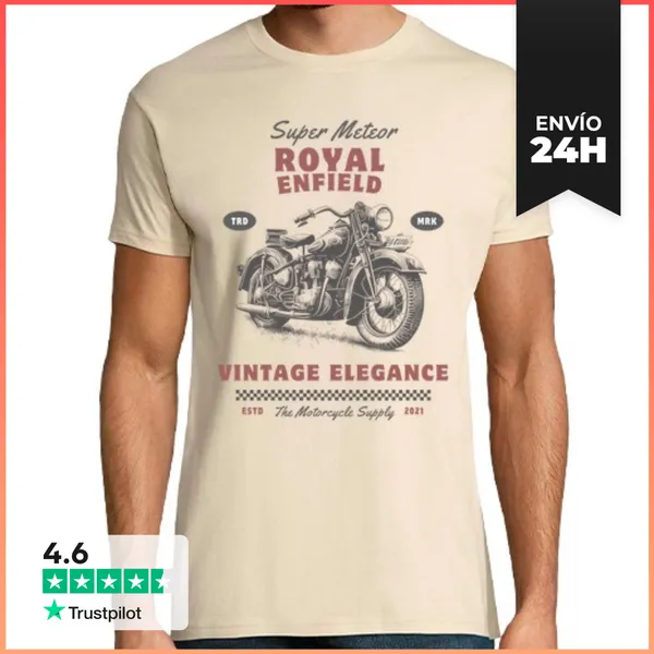 Camiseta Hombre Clásica Royal Enfield Super Meteor 2021 Vintage -