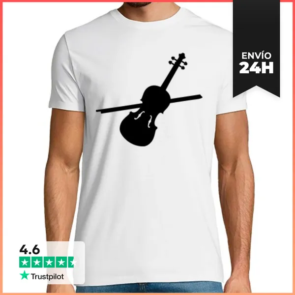Camiseta Hombre Clásica Violín Violín Negro LaTostadora
