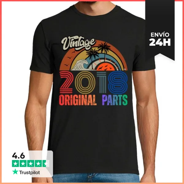 Camiseta Hombre Clásica Vintage 2018 Original Parts Retro Beach