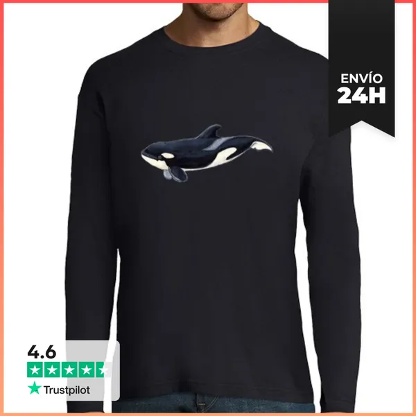 Camiseta Hombre Manga Larga Camiseta Orca Hombre, Manga Larga,