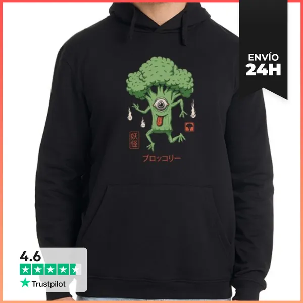 Sudadera Unisex Con Capucha Brócoli Yokai LaTostadora