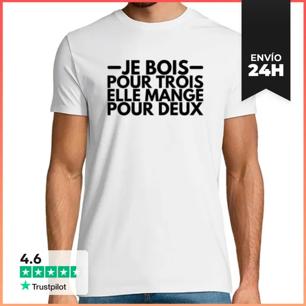 Camiseta Hombre Clásica Yo Bebo Por Tres Ella Come Por Dos