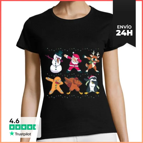 Camiseta Mujer Clásica Navidad Dabbing Nicholas Regalo De Vaca