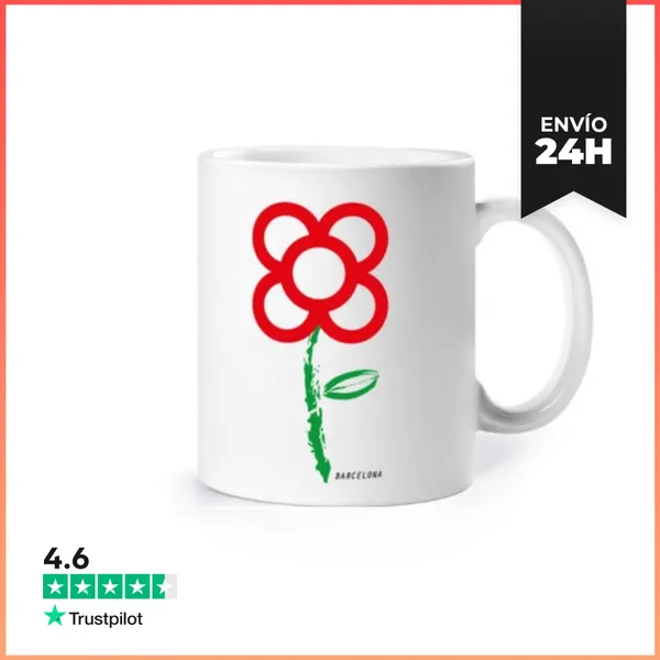Taza Flor Panot Barcelona Rojo LaTostadora