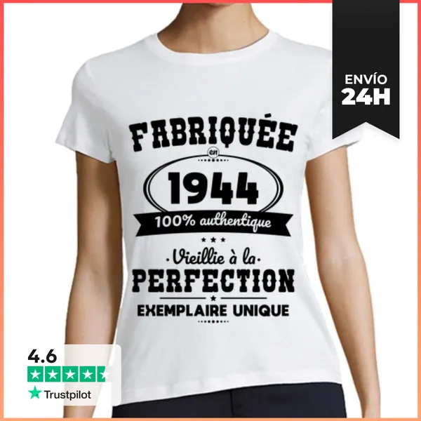 Camiseta Mujer Clásica 80 Aniversario Realizado En 1944