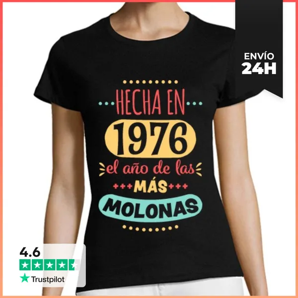 Camiseta Mujer Clásica Hecha En 1976 Molonas LaTostadora