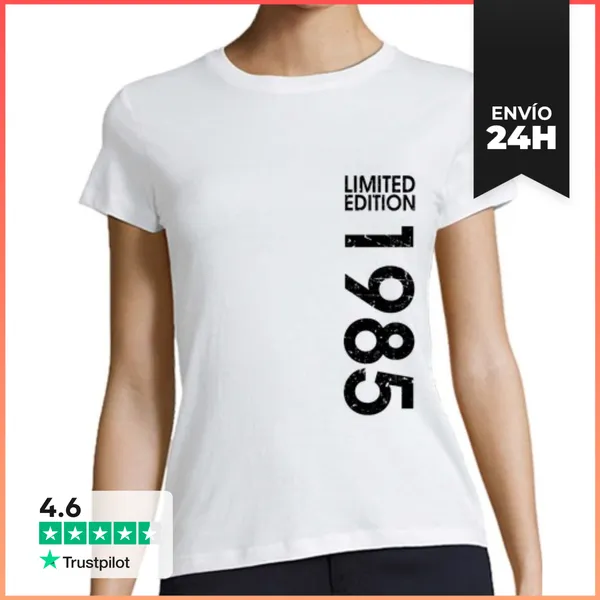 Camiseta Mujer Clásica 1985 Limited-Vertical-Negro 000025