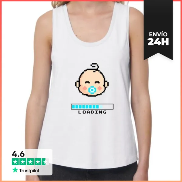 Camiseta Mujer Sin Mangas, Loose Fit Loading Baby LaTostadora