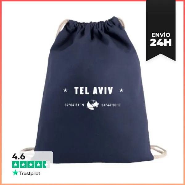 Mochila Saco Con Cuerdas Tel Aviv Coordenadas GPS Estilo Urbano