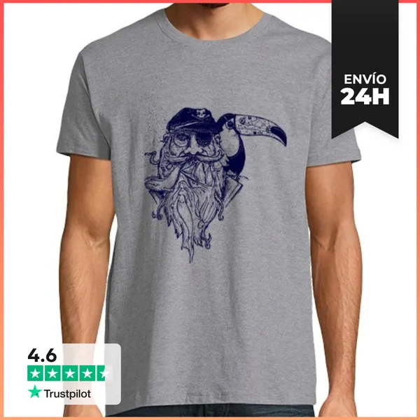 Camiseta Hombre Clásica Tatoo Pirata Tucán LaTostadora