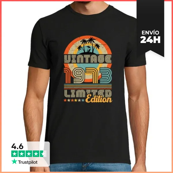Camiseta Hombre Clásica Aniversario Retro Vintage De 1973
