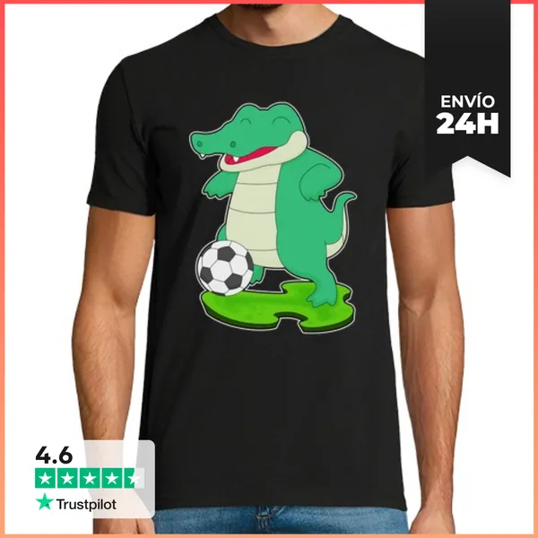 Camiseta Hombre Clásica Jugador De Fútbol Cocodrilo Fútbol
